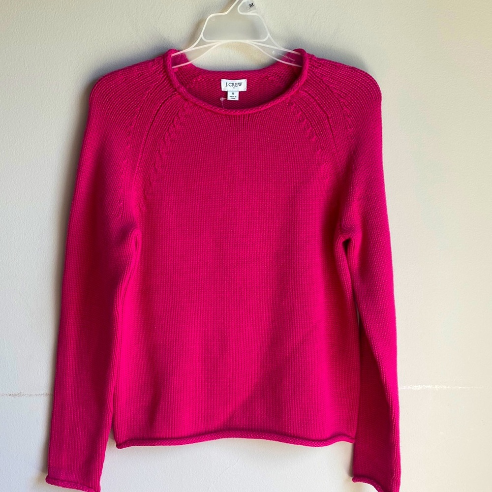 NWT J Crew hot pink cable knit sweater small